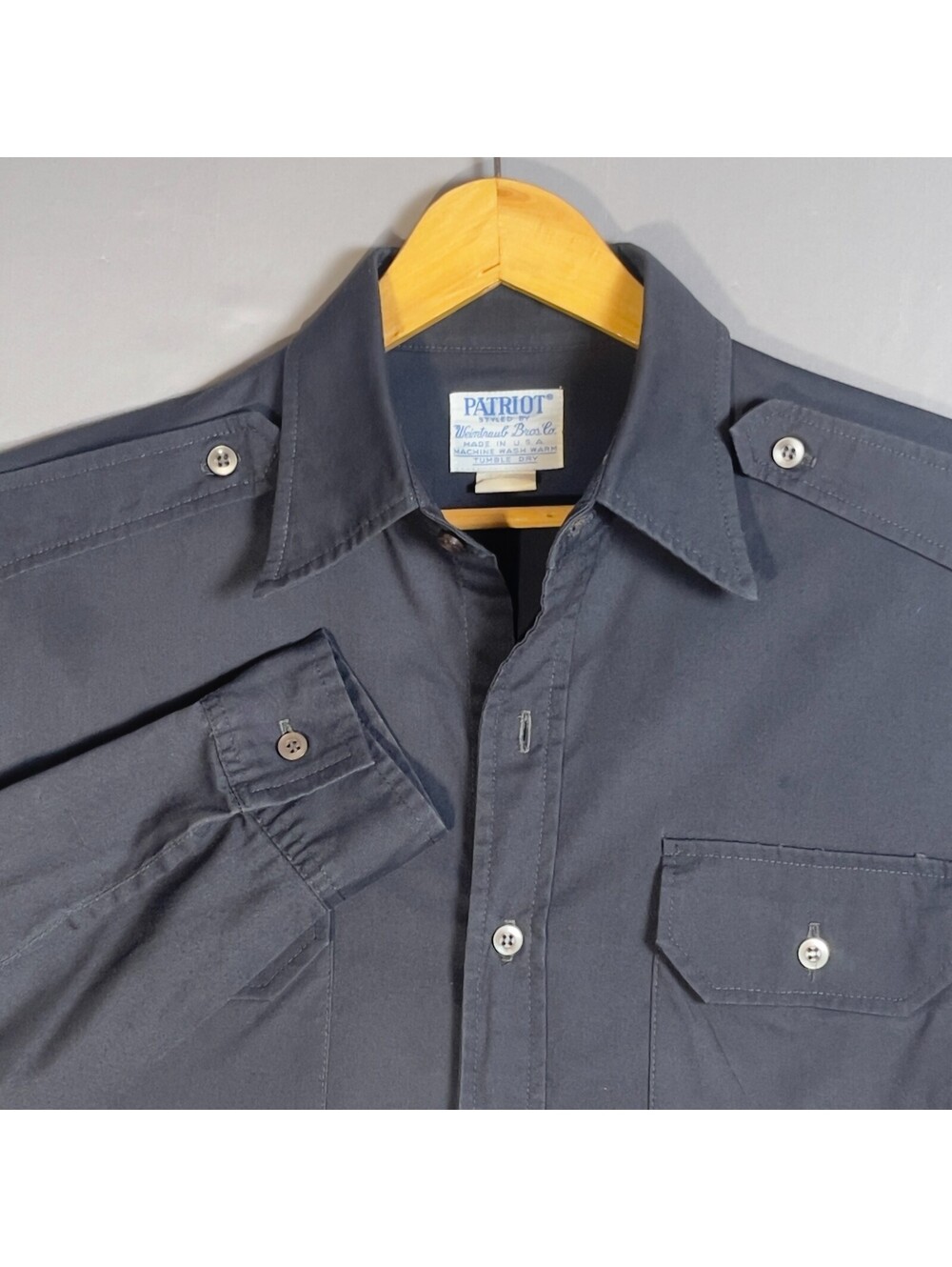 VTG Patriot Weintraub Bros Shirt Mens Gray USA Workwear
